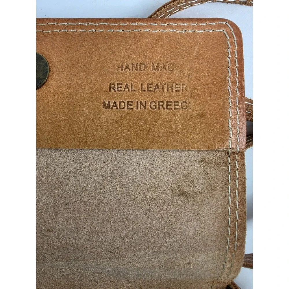 Vintage Leather Centre Made in Greece Cross Body Purse Rectangle WELL MADE!